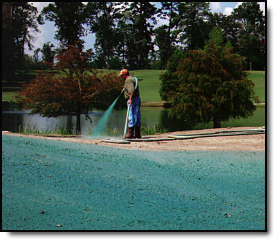  Commercial hydroseeding application at golf course 